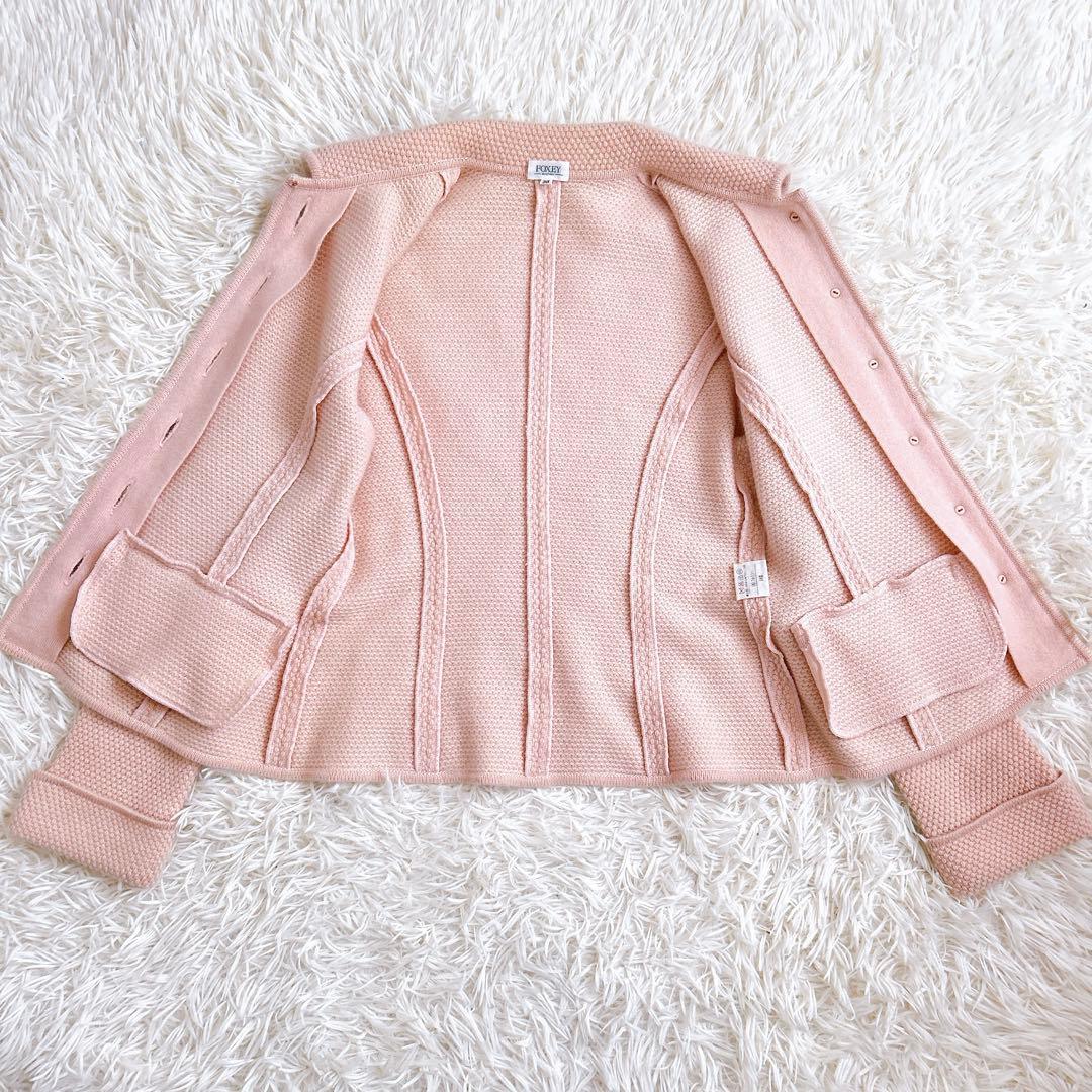 FOXEY BOUTIQUE カシミヤ　ニット　ジャケット　ピンク　日本製　38