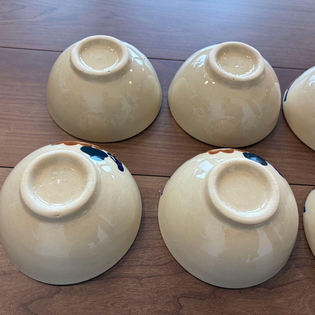ソンべ焼き　ライテウ焼き　茶碗　6枚　セット　ベトナム 花柄 陶器製飯碗