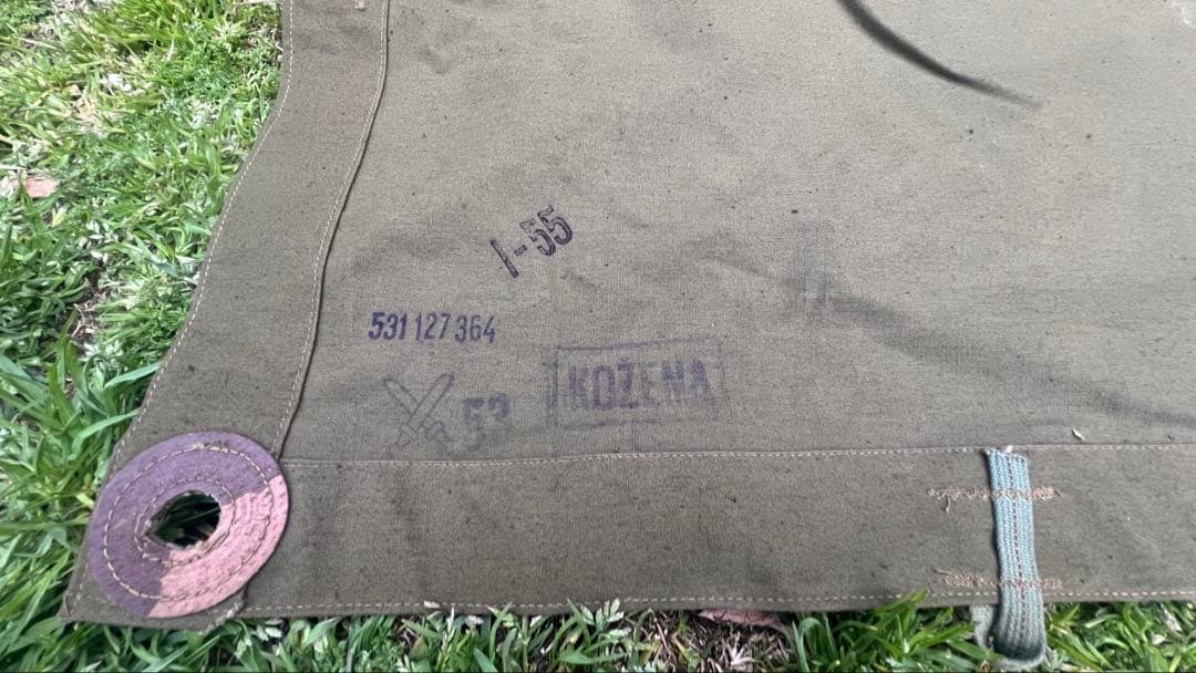 チェコ軍 テントシート 軍幕 オリーブ 無地 1953年製