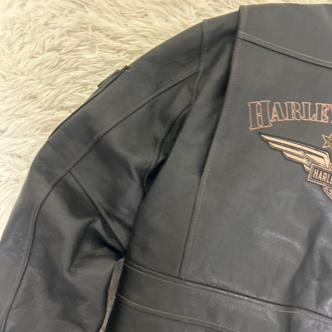 美品 ハーレーダヴィッドソン レザー シングル ライダースジャケット ブラック