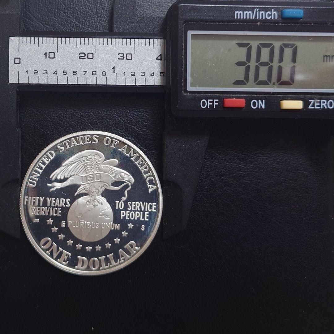 1991年 アメリカ銀貨 1ドル USO50周年記念銀貨 SV900大型プルーフ