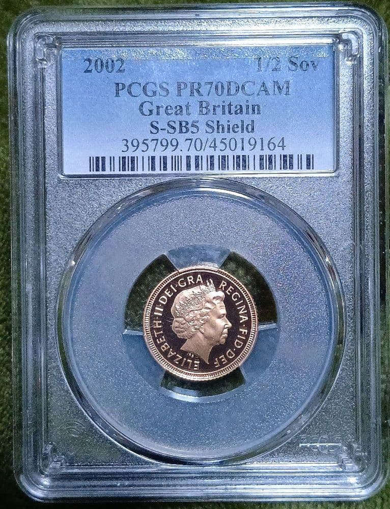 PCGS イギリス　2002 PR70 DCAM 1/2ソブリン　ジュビリー