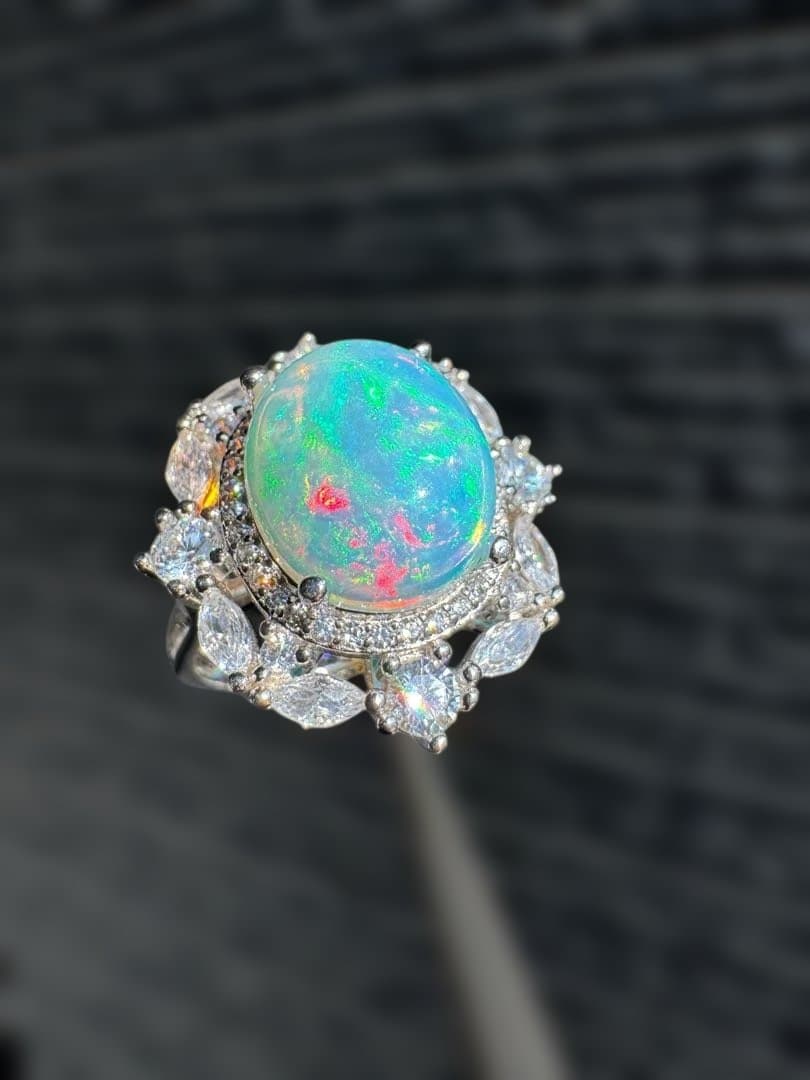 新作　天然石水オパール遊色綺麗極彩ルース3.050ct 鑑ソ付