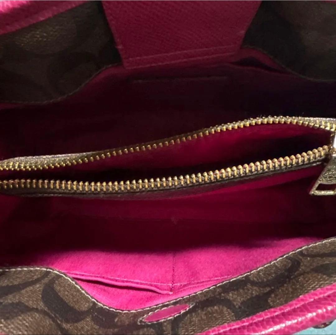COACH ハンドバッグ ブラウン ピンク