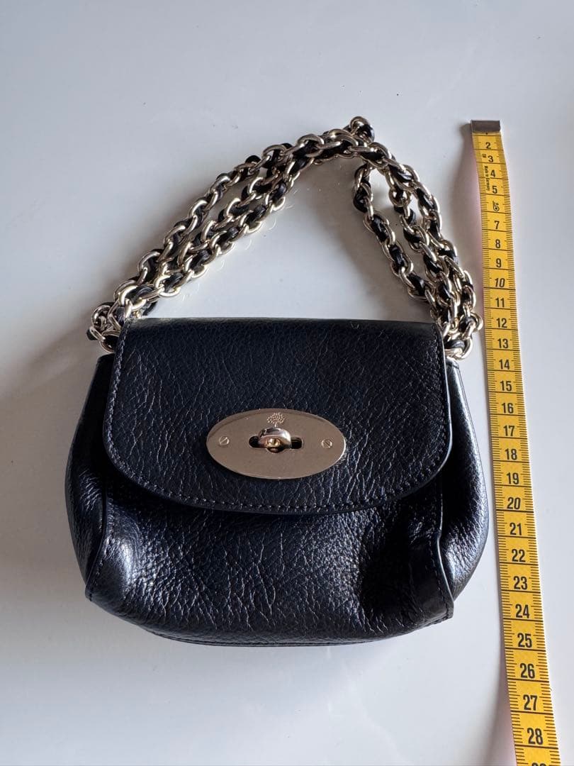 【中古•美品】Mulberry ブラックレザー ショルダーチェーンバッグ