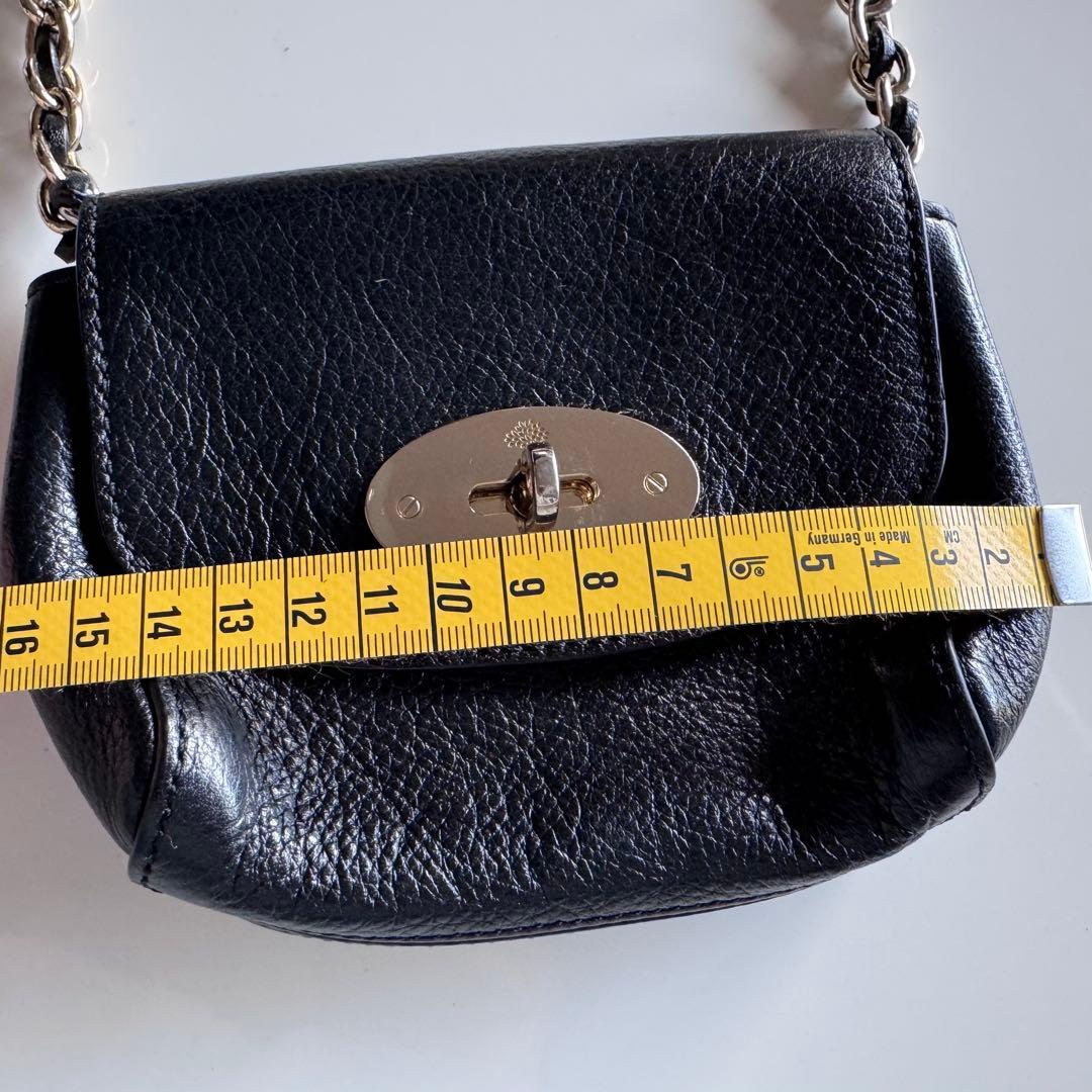 【中古•美品】Mulberry ブラックレザー ショルダーチェーンバッグ