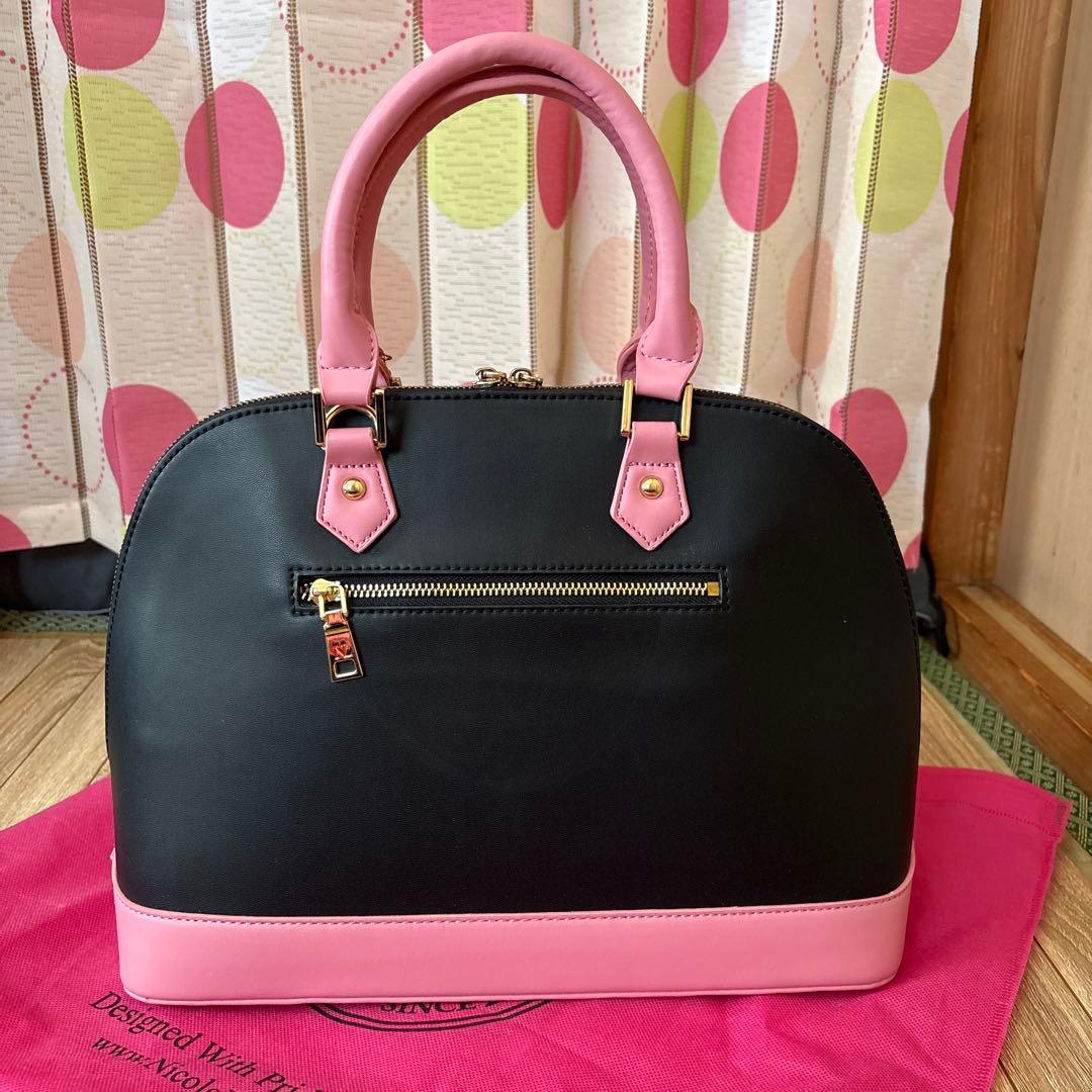 新品　nicole lee ニコルリー　バッグ　ショルダー　黒系　ピンク　花柄