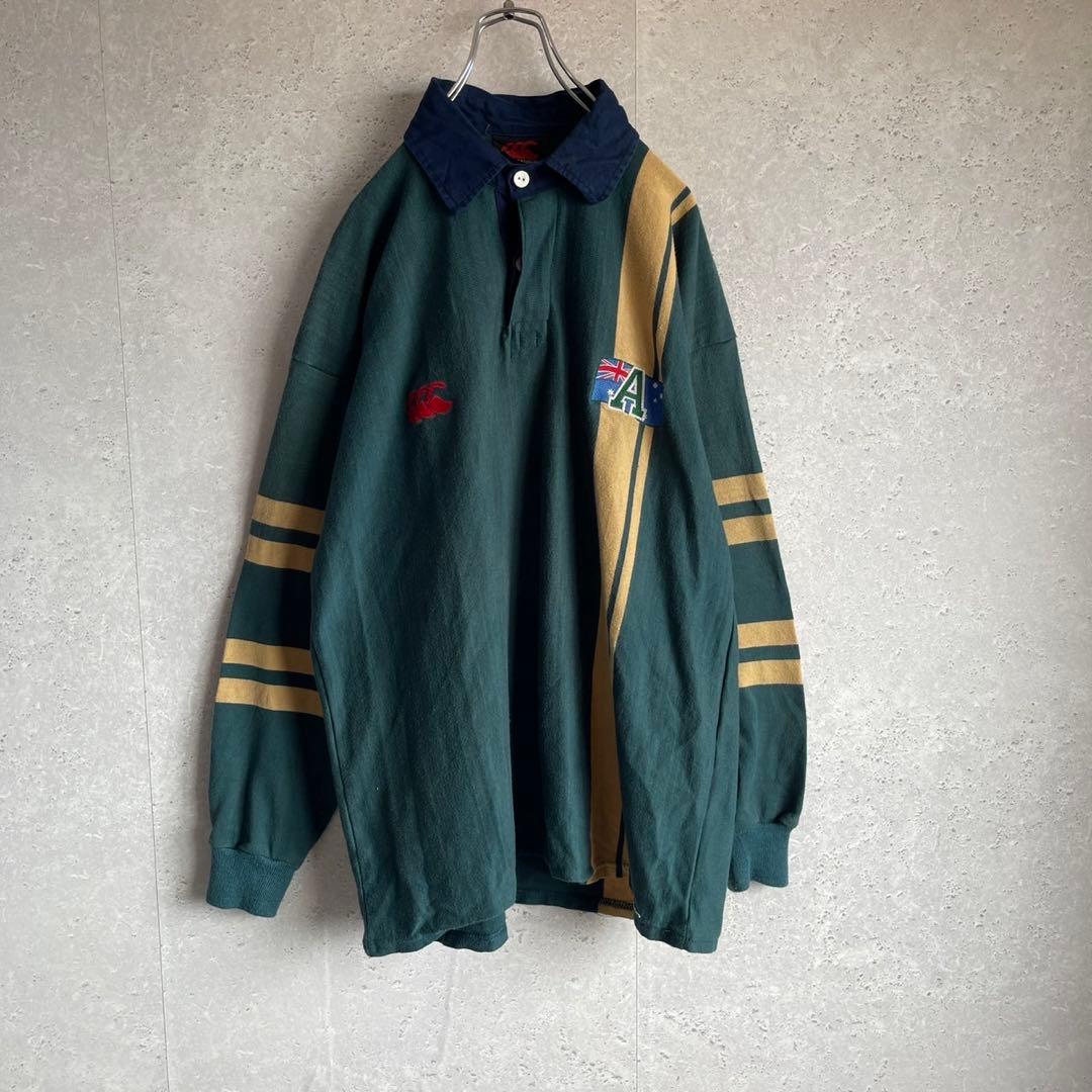 オールド 90s カンタベリー オーストラリア 長袖 ラガーシャツ 刺繍ロゴ