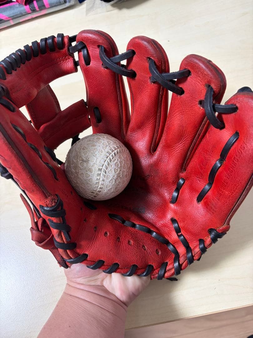 ミズノプロ　硬式野球グローブ レッド