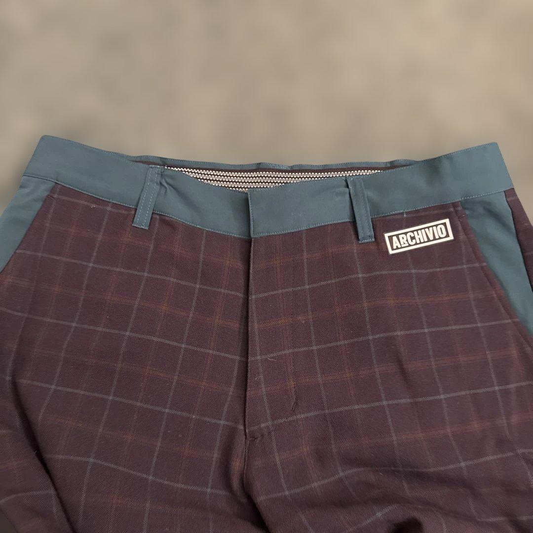 ARCHIVIO ダークネイビー チェック柄パンツ