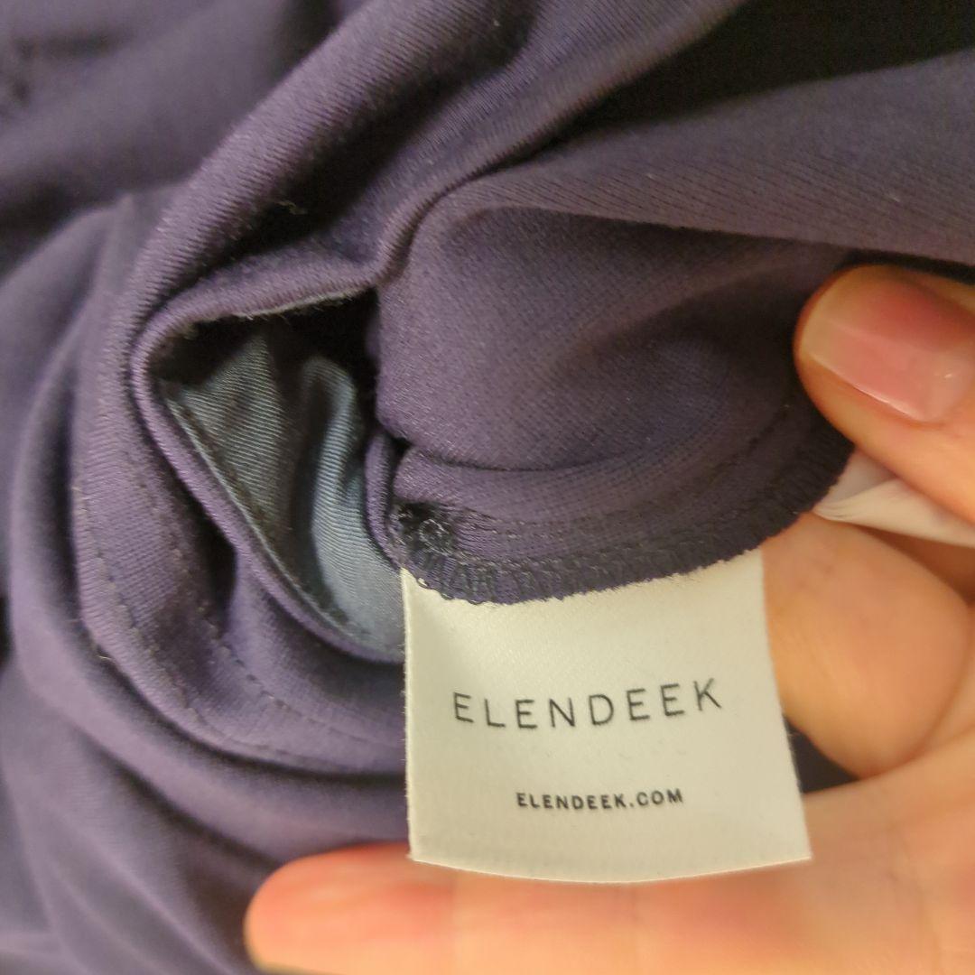 【美品】エレンディーク　ネイビー レーススリーブ半袖 Aラインワンピース　２