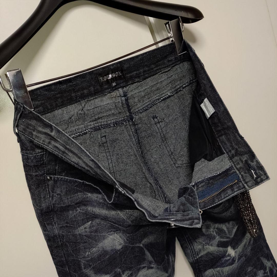【LOWBOX】２連チェーン付き ケミカル デニムパンツ Ｌ メンズ