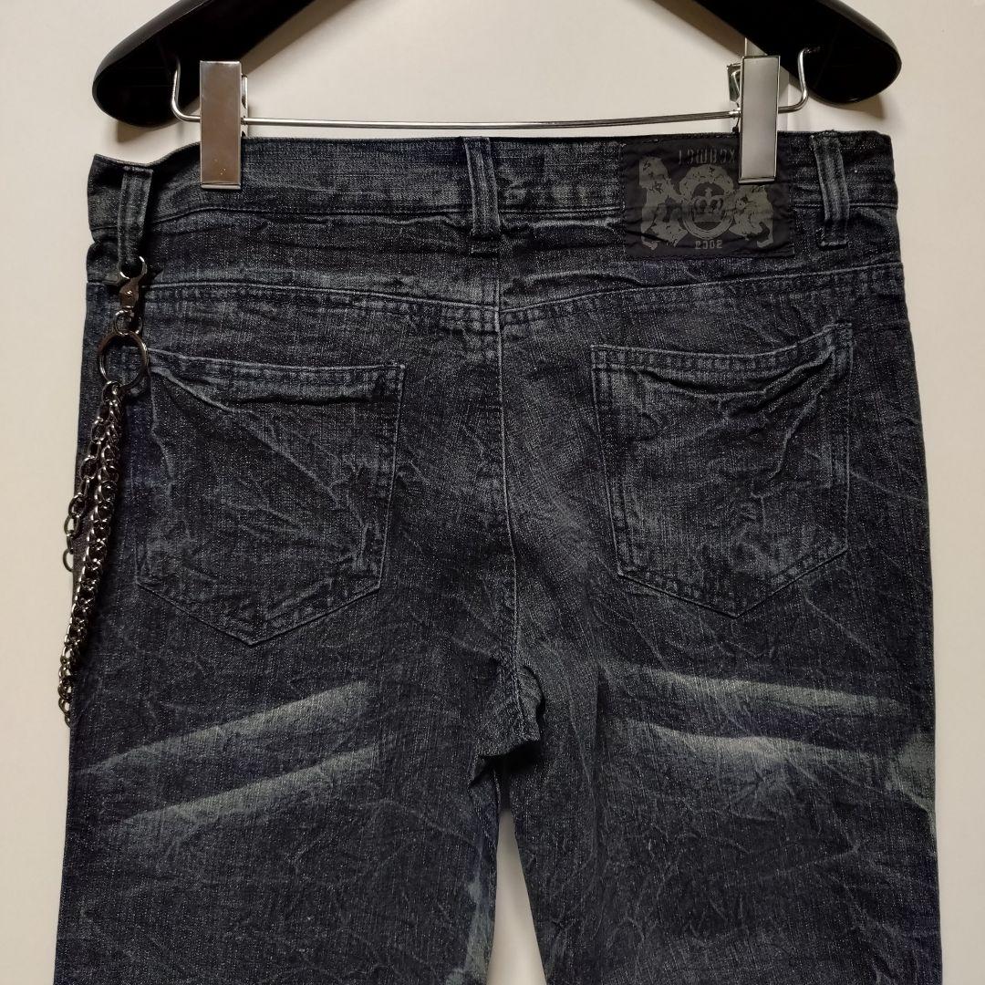 【LOWBOX】２連チェーン付き ケミカル デニムパンツ Ｌ メンズ