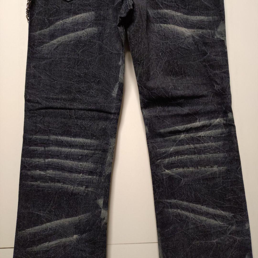 【LOWBOX】２連チェーン付き ケミカル デニムパンツ Ｌ メンズ