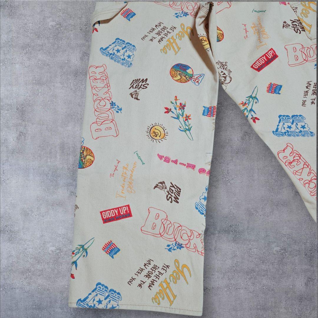 即完売 ロデオクラウンズ 総柄 ペインターパンツ M 白 デニム ワイド 希少