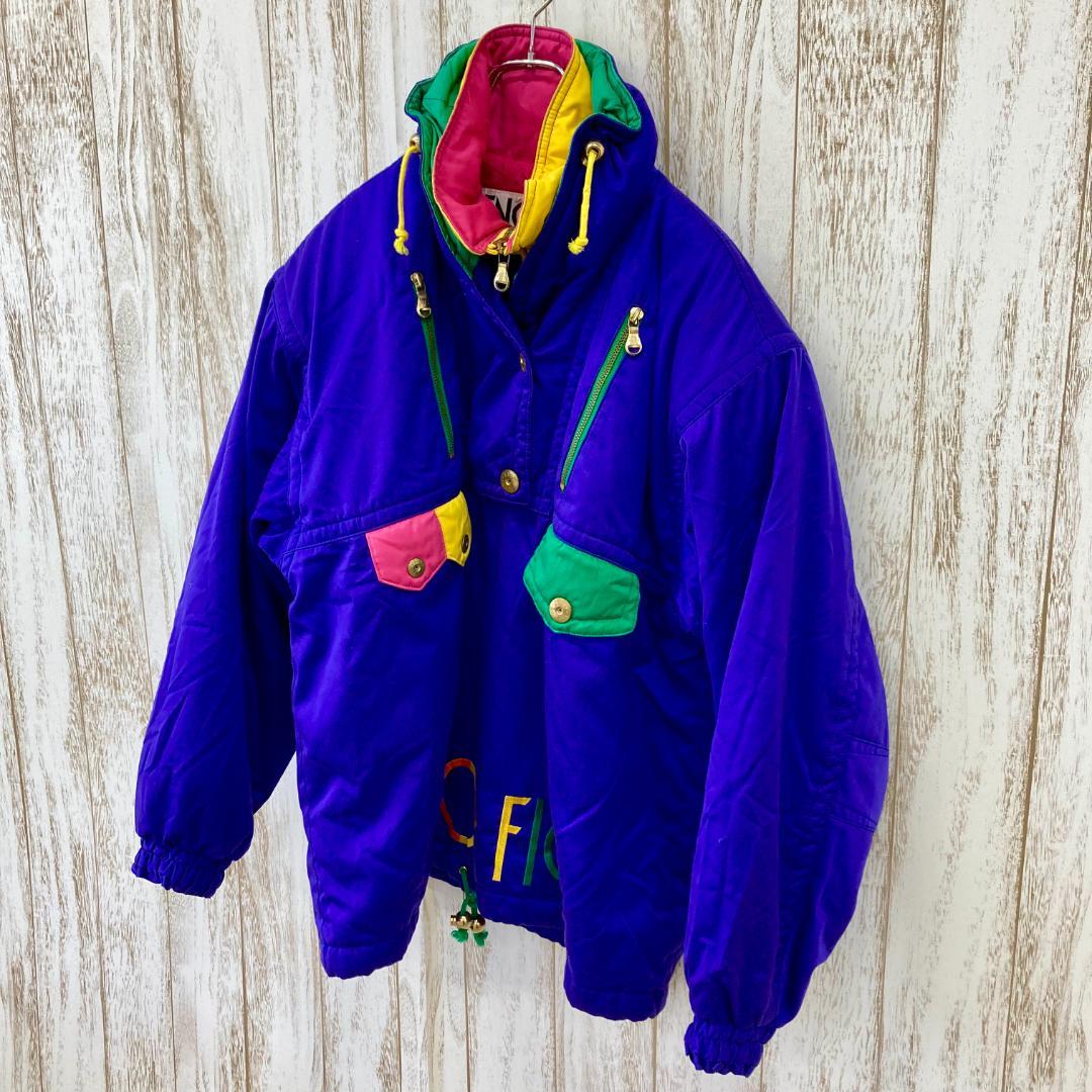 SENOFICH　スキーウェア　80s　アノラックパーカー　マルチカラー　紫　L
