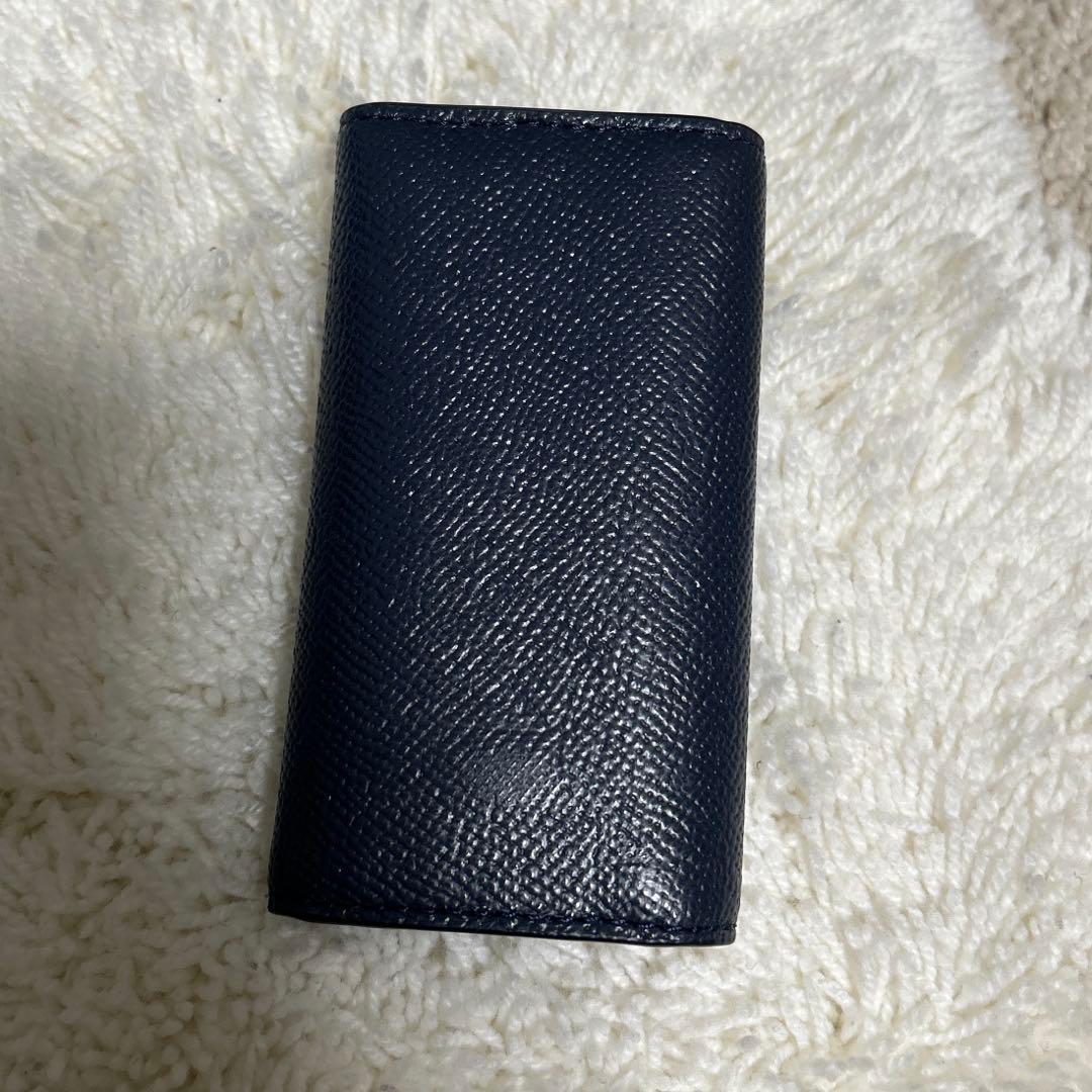 COACH 6リングキーケース クロスグレイン レザー ネイビー