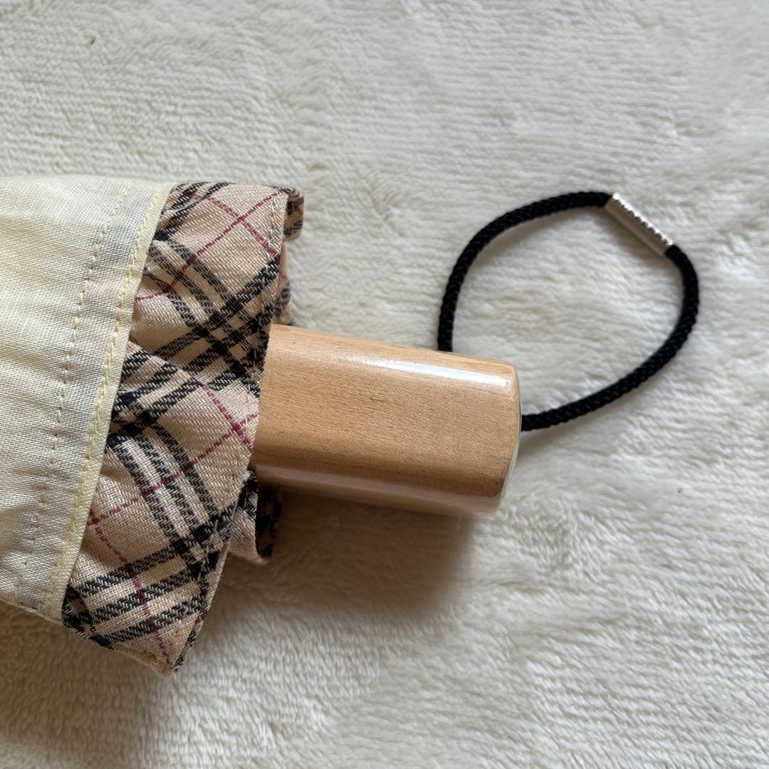 極美品✨BURBERRY バーバリー フリル付き折りたたみ日傘 UV イエロー
