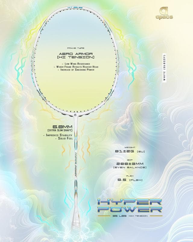 ◆apacs◆HYPER POWER ホワイト◆5U軽量◆6.8mm◆35P◆白