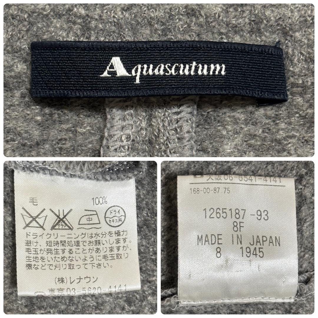 Aquascutum ウールケープ ポンチョ ロゴボタン ダブル ウール グレー