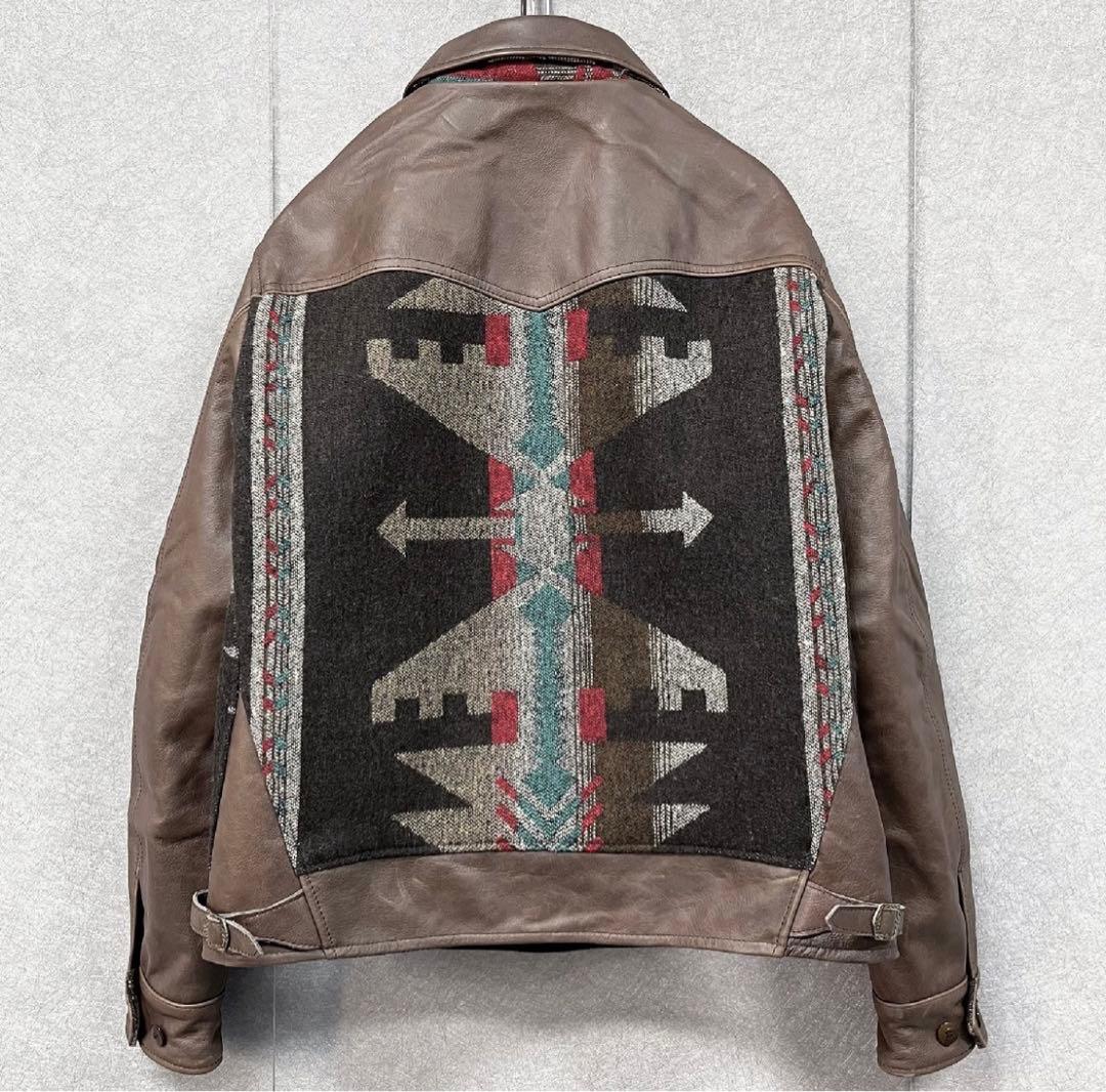 Emmuela レザーとウール混合ジャケット　定価130,000円