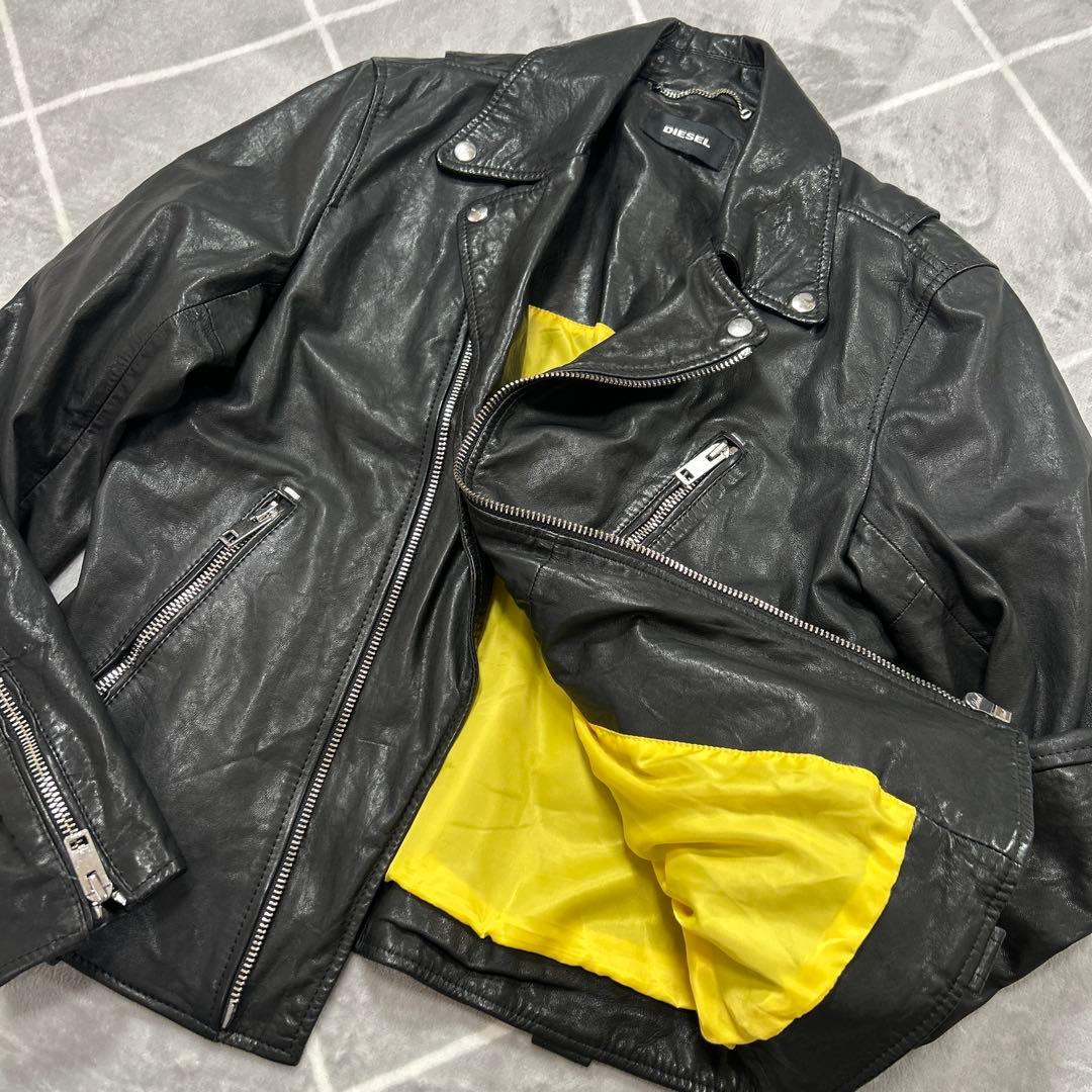 【超激レアL】幻の逸材 DIESEL レザージャケット黒 羊革 ラムレザー