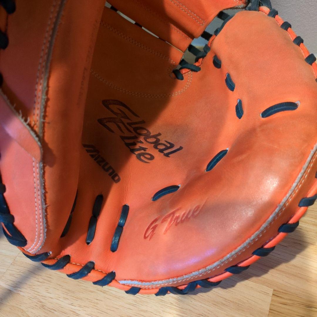 【美品】MIZUNO　ミズノ　グローバルエリート　キャッチャーミット　オレンジ