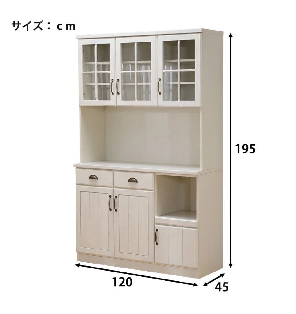 キッチンボード　ミランダ　ホワイト 食器棚 120cm x 195cm　ニトリ