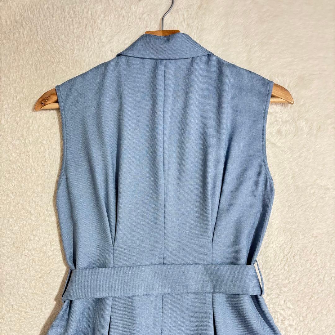 美品 FRAY I.D リネンライクツイルテーラードワンピース ロングジレワンピ