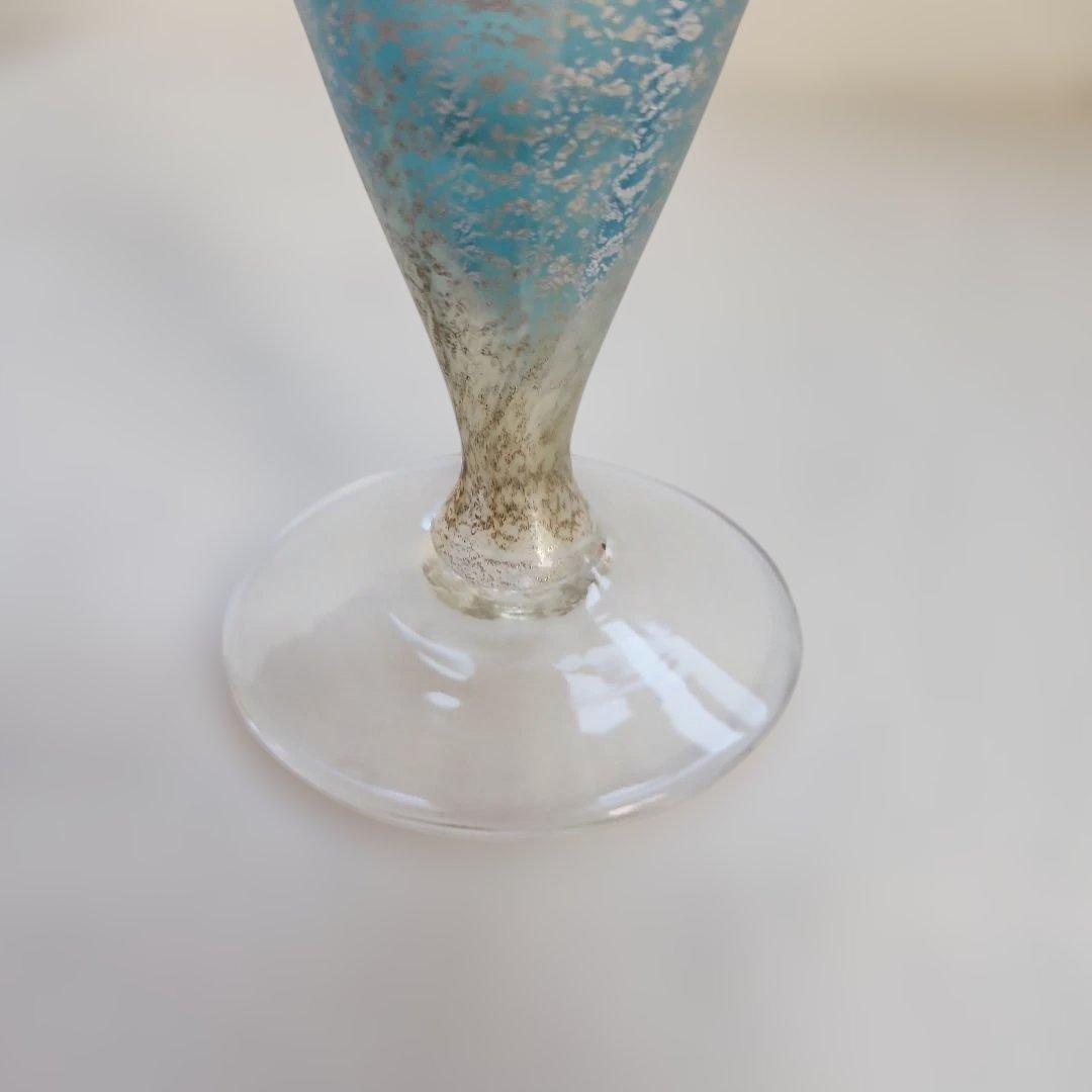 宙吹きガラス プラチナ箔流水紋花器 高橋克典 作 ガラス花瓶 花器