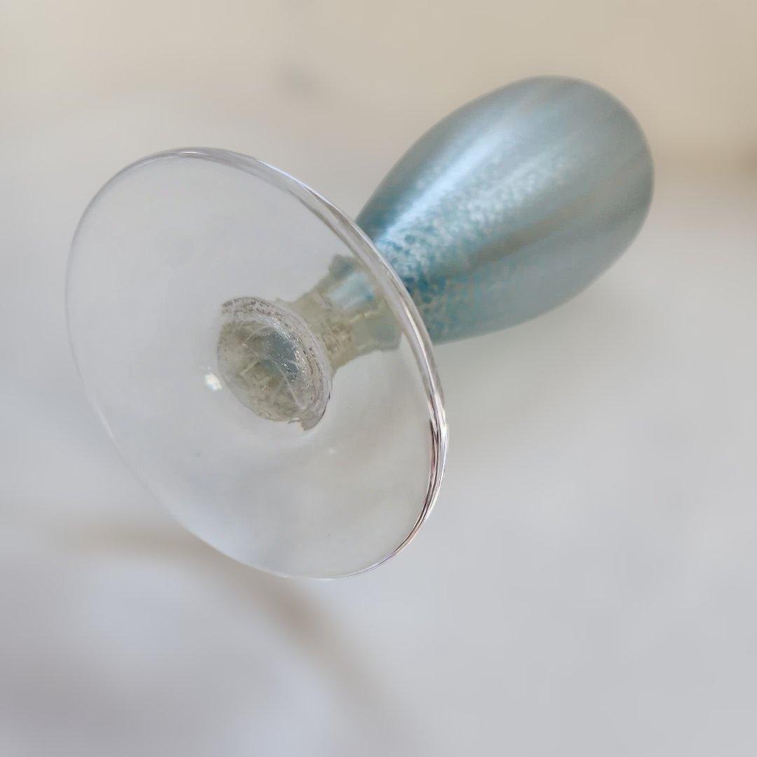 宙吹きガラス プラチナ箔流水紋花器 高橋克典 作 ガラス花瓶 花器