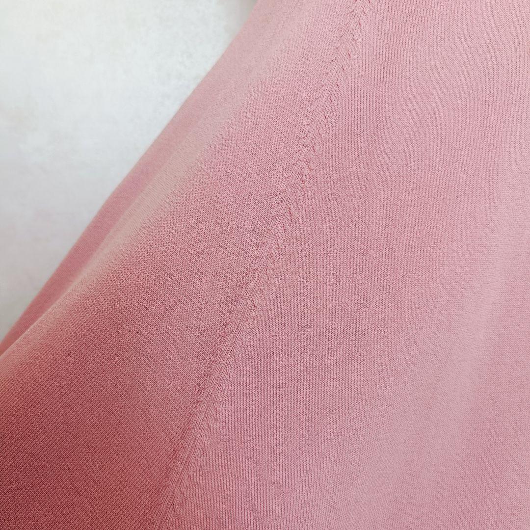 JENNE フレンチスリーブ ニット フレア ロングワンピース ピンク M