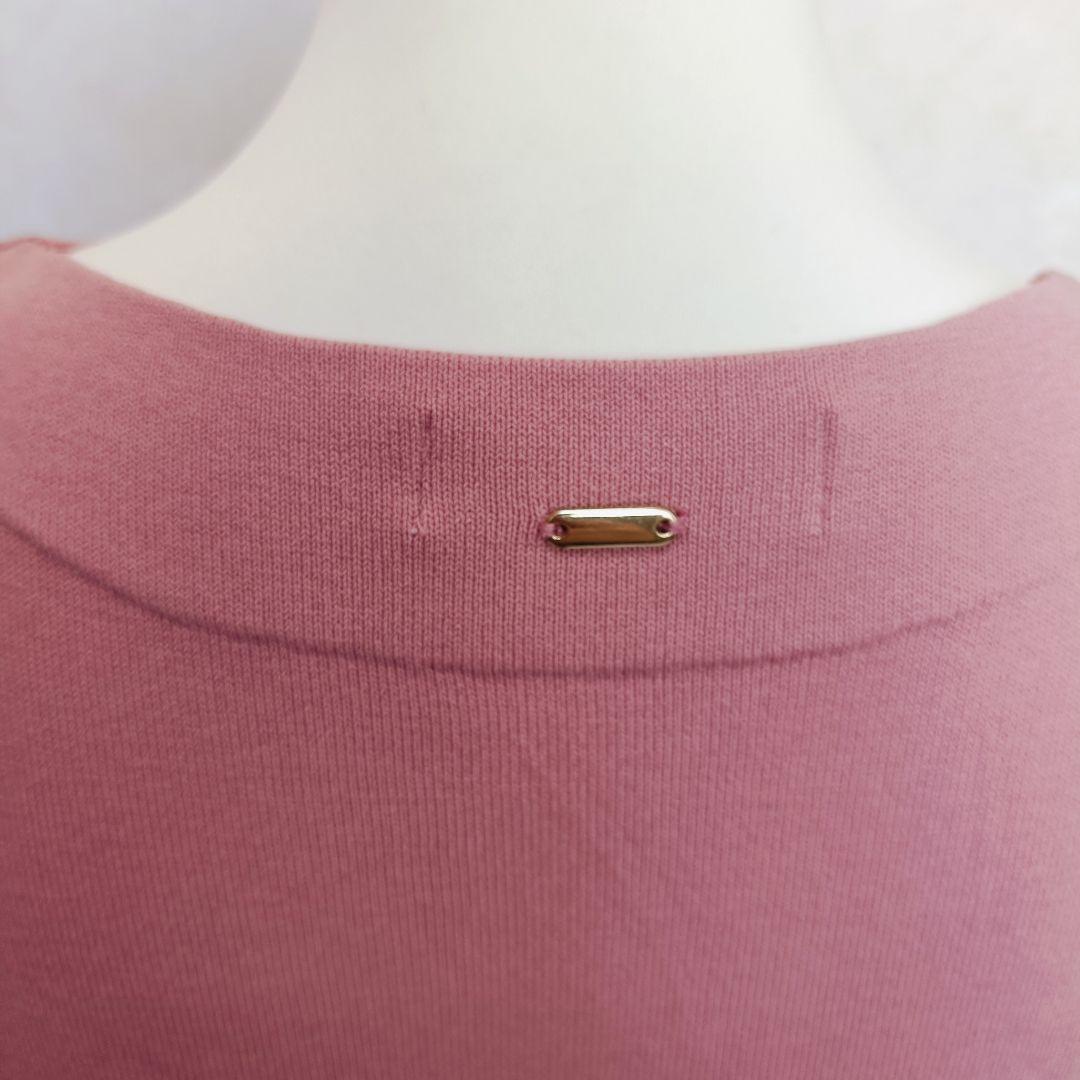 JENNE フレンチスリーブ ニット フレア ロングワンピース ピンク M