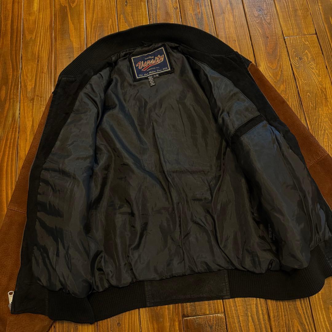 【VINTAGE VARSITY】 レザースウェード切替ブルゾン Lサイズ