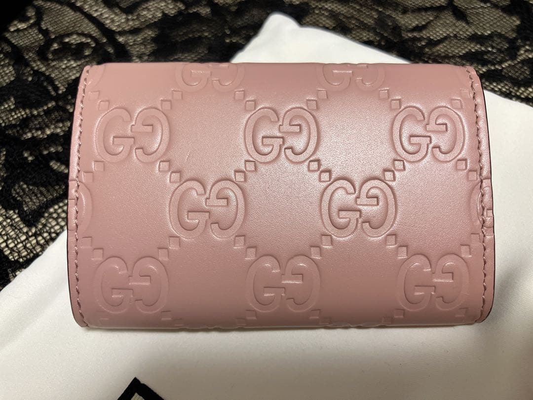 GUCCI GGパターン ピンクレザーキーケース