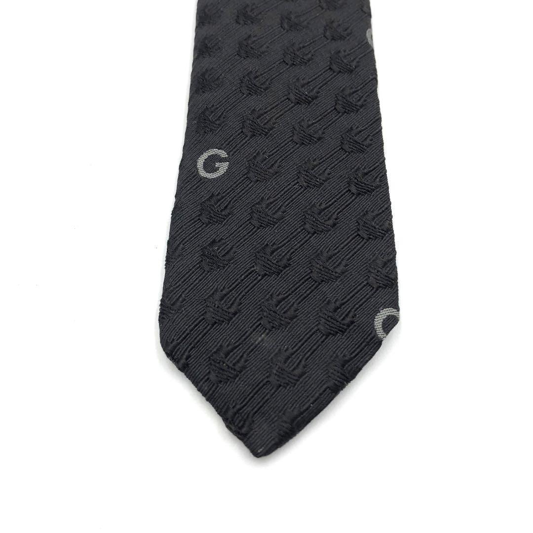 【美品】GUCCI ネクタイ G柄 ホースビット リブ調模様 ブラック