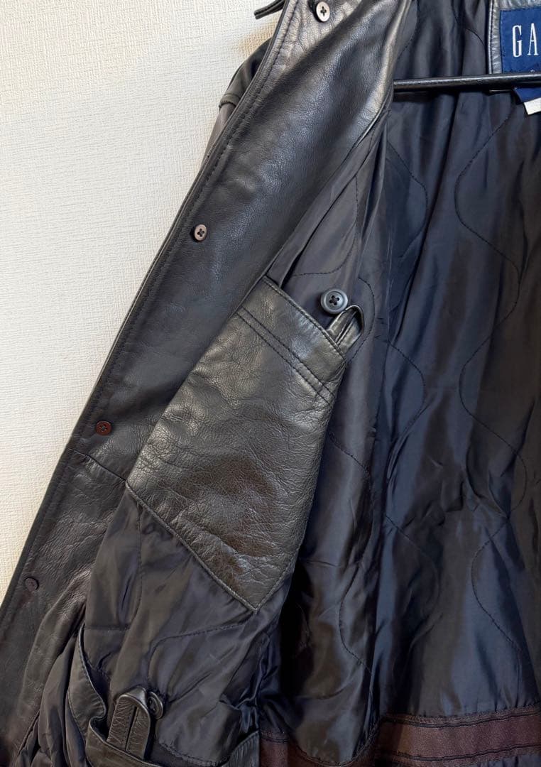 超スペシャル 90s GAP ギャップ レザー カーコート S ブラック 黒