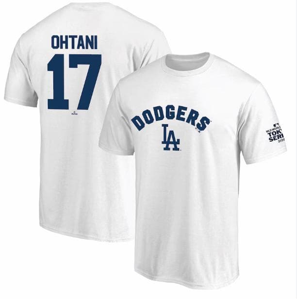 MLB東京シリーズ ドジャース 大谷翔平 ネーム＆ナンバーTシャツ　L ホワイト