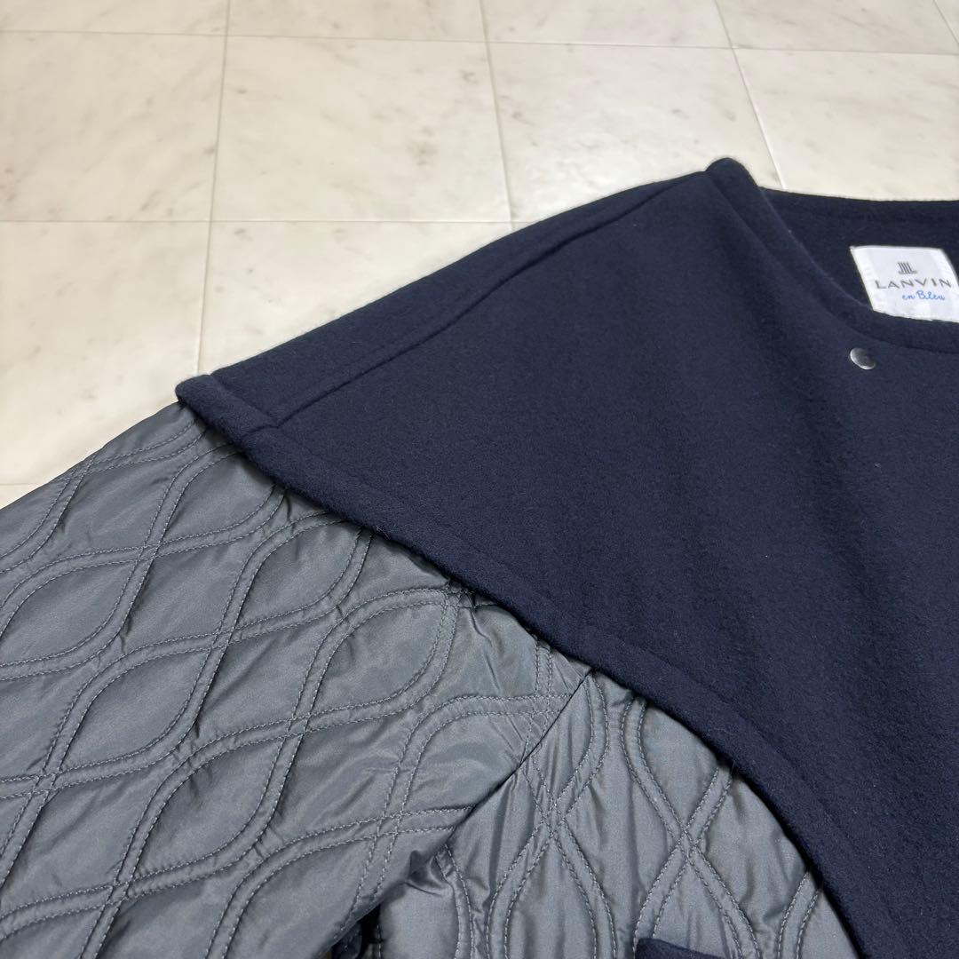 LANVIN en Bleu★美品★メルトンコンビキルティングコート