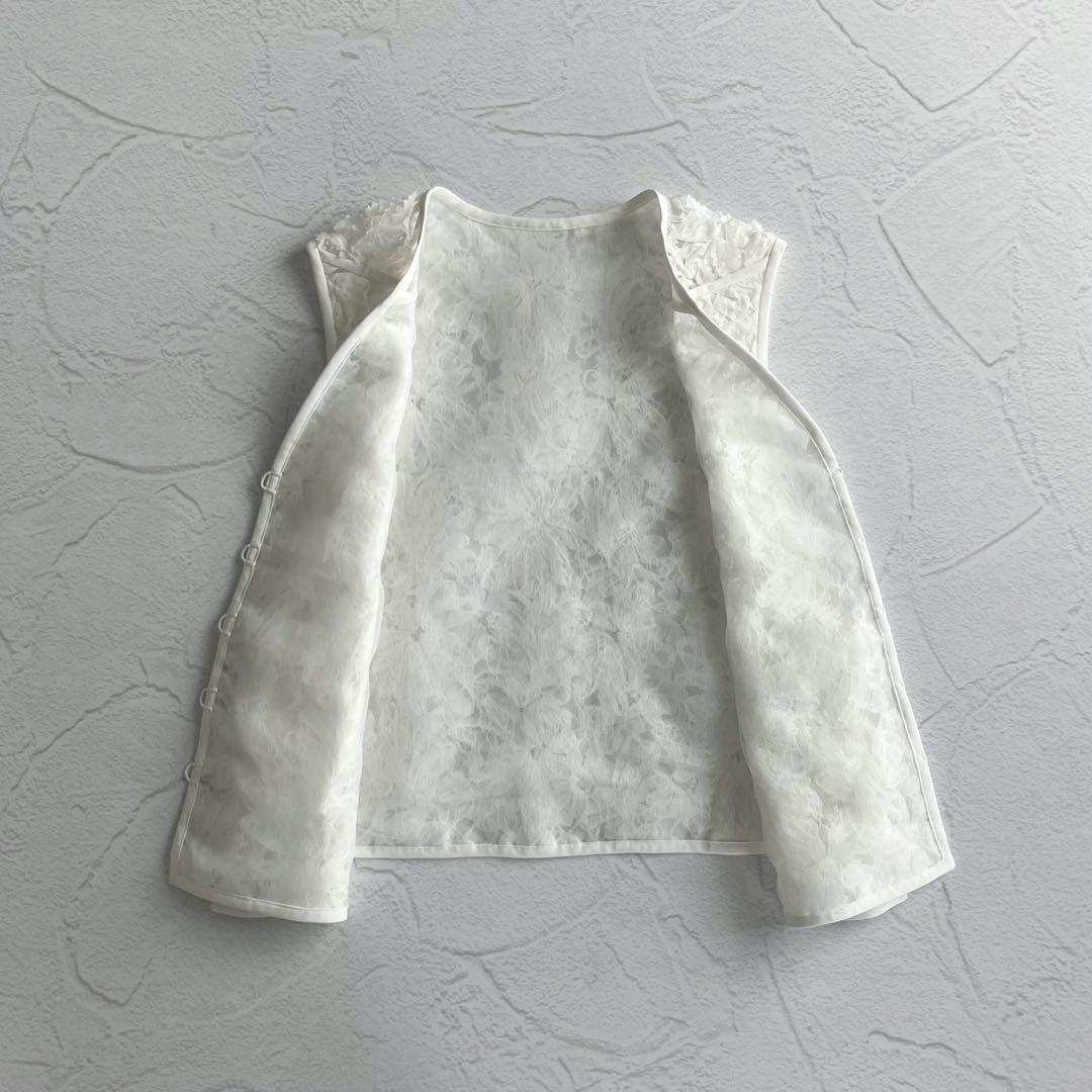 ✨未使用✨25ss サロンアダムエロペ フラワーフリルジレ ベスト レース 白