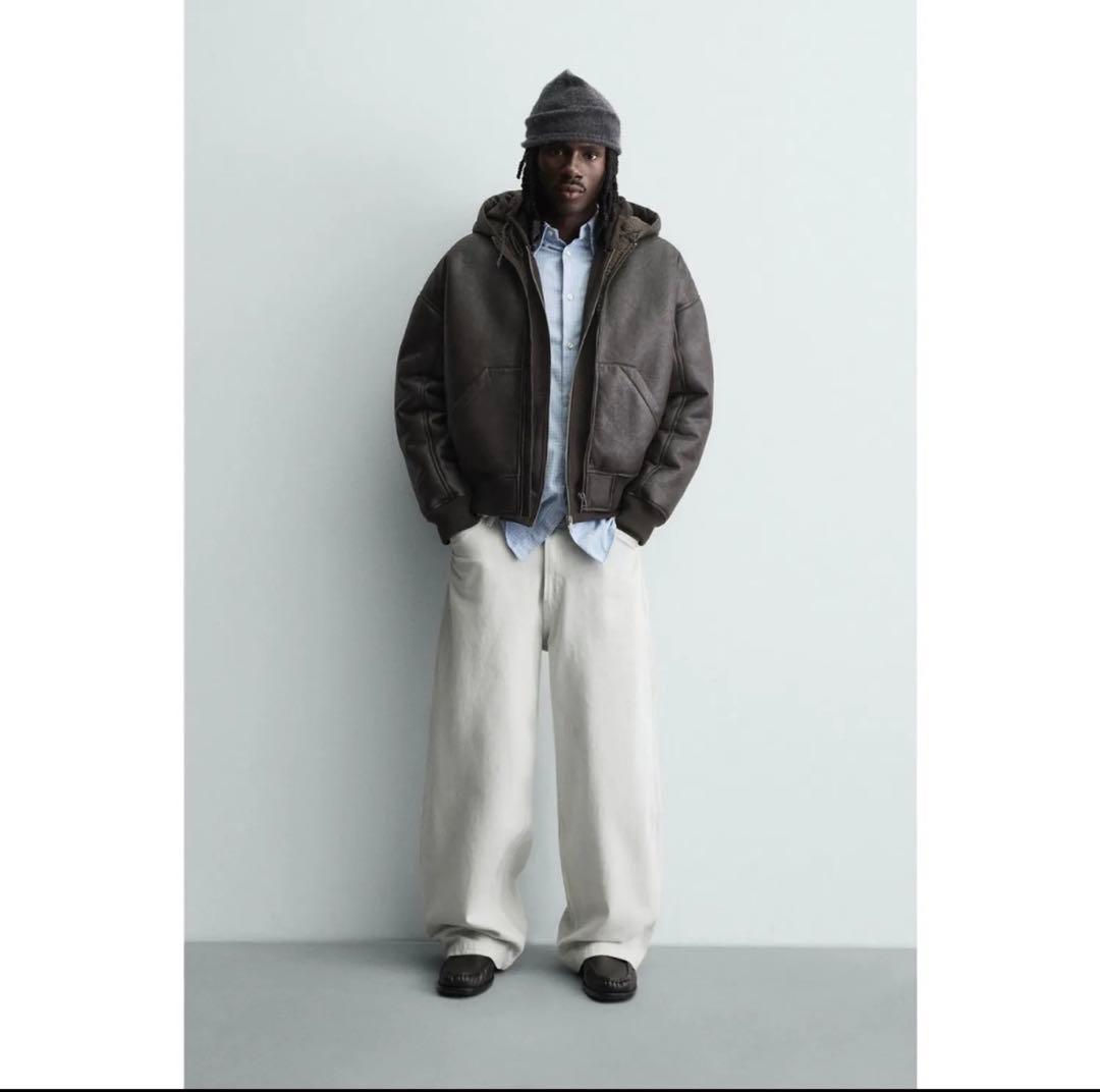 元値17800円ZARA フード付きダブルフェイスフェイクジャケット