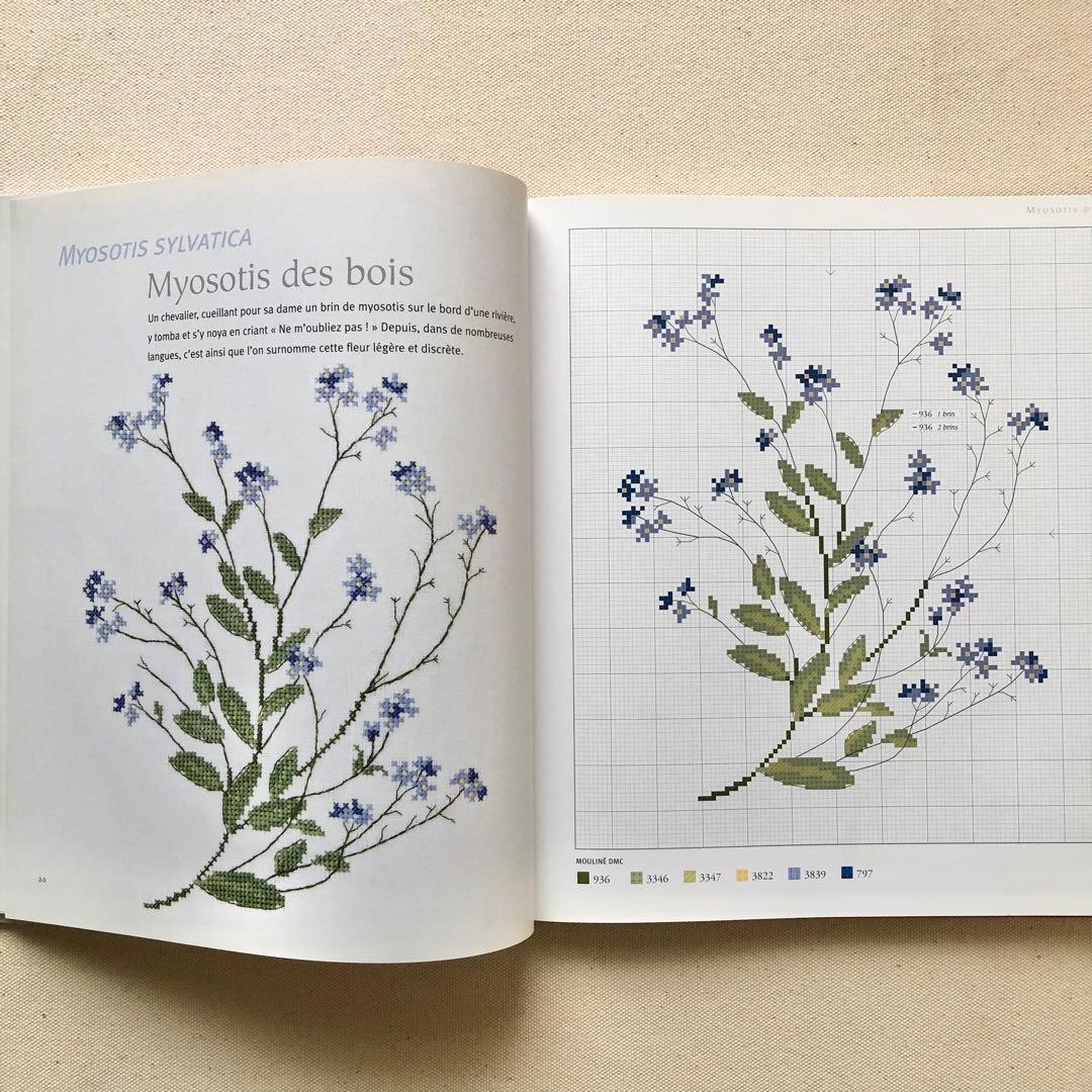 2007年 フランスの植物図鑑のようなクロスステッチ刺繍図案集　希少ヴィンテージ