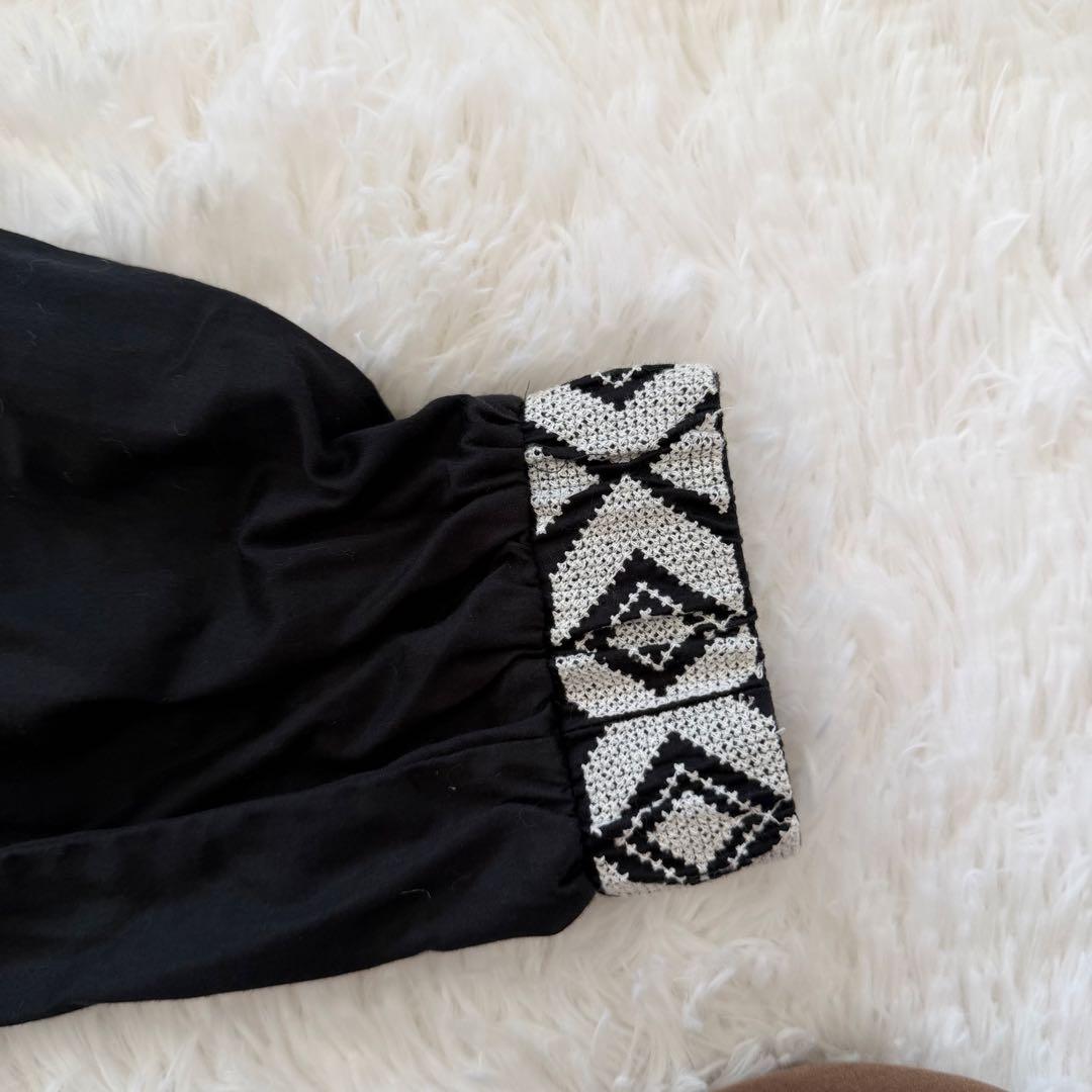 IENA maisonコットンシルクエンブロイダリーワンピース BLACK