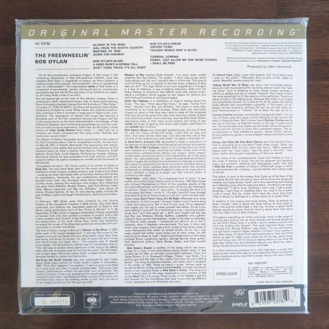 未開封！ボブ・ディラン「Freewheelin'」モービル 45RPM 2LP