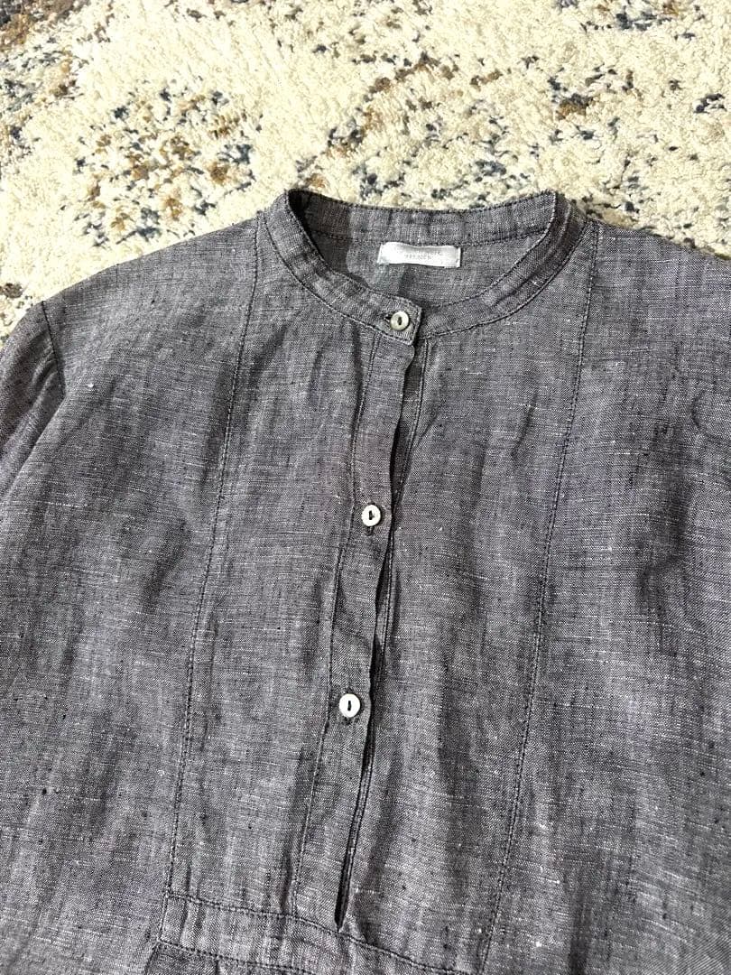 fog linen work リトアニア リネン100% 長袖 シャツワンピース