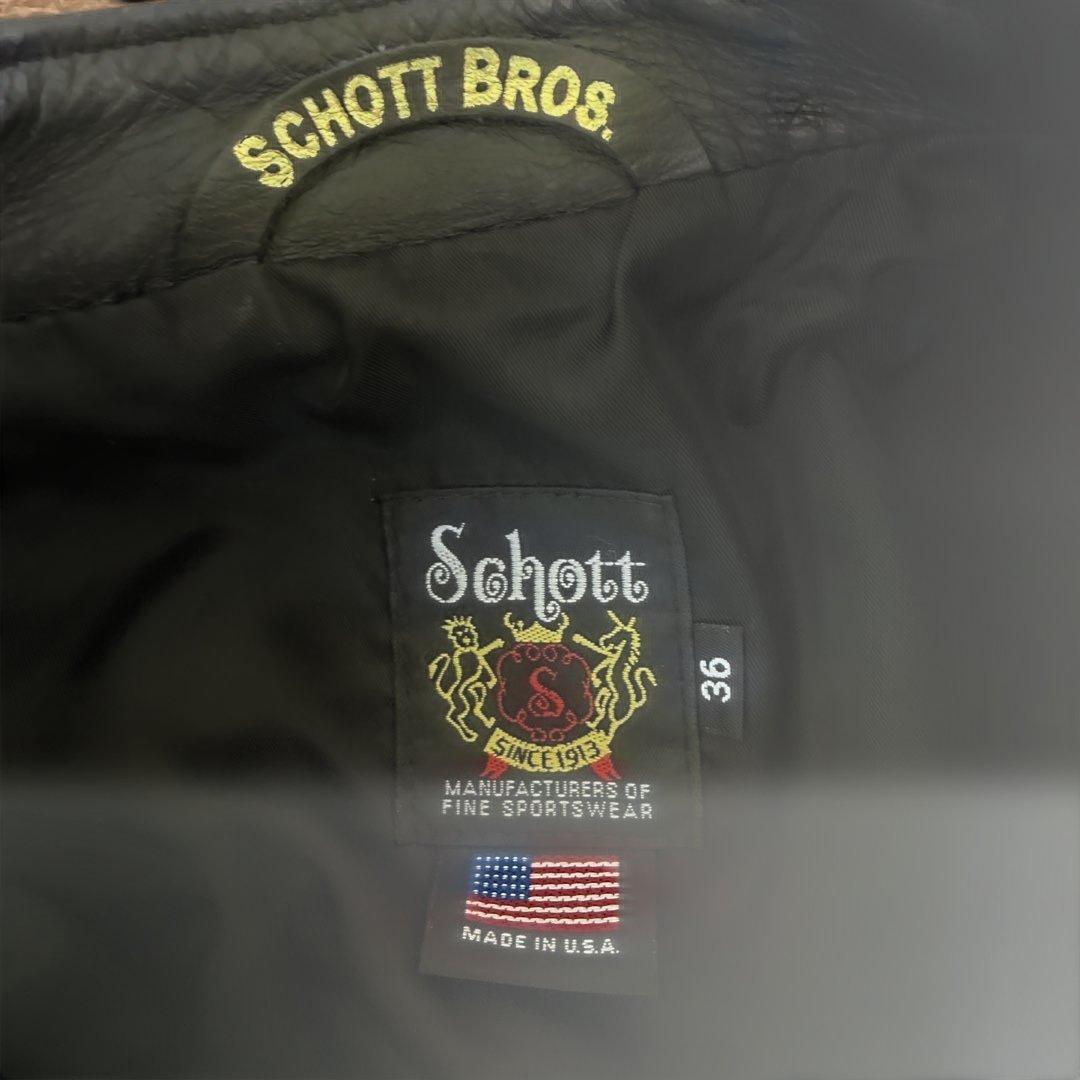 Schott ブラック 7316 スタンドカラー ダブル ライダースジャケット