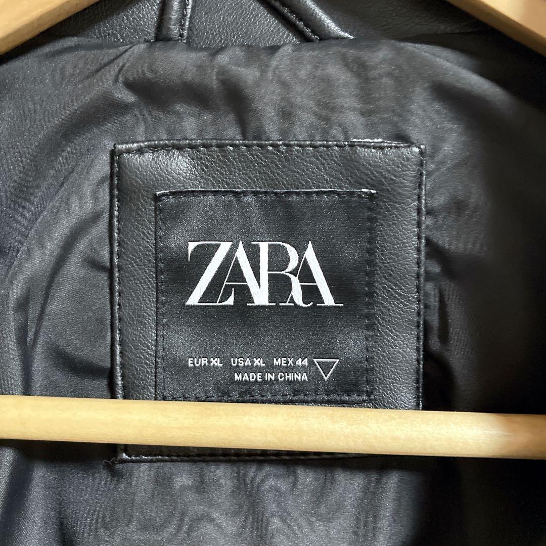 【美品】ZARA ダブルライダースジャケット フェイクレザー　ブラック　XL