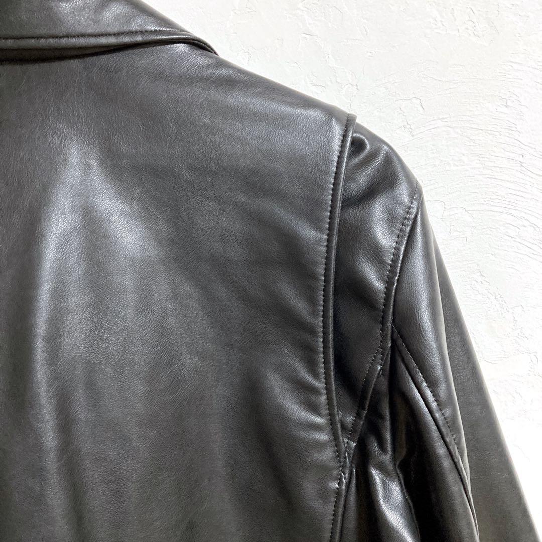 【美品】ZARA ダブルライダースジャケット フェイクレザー　ブラック　XL