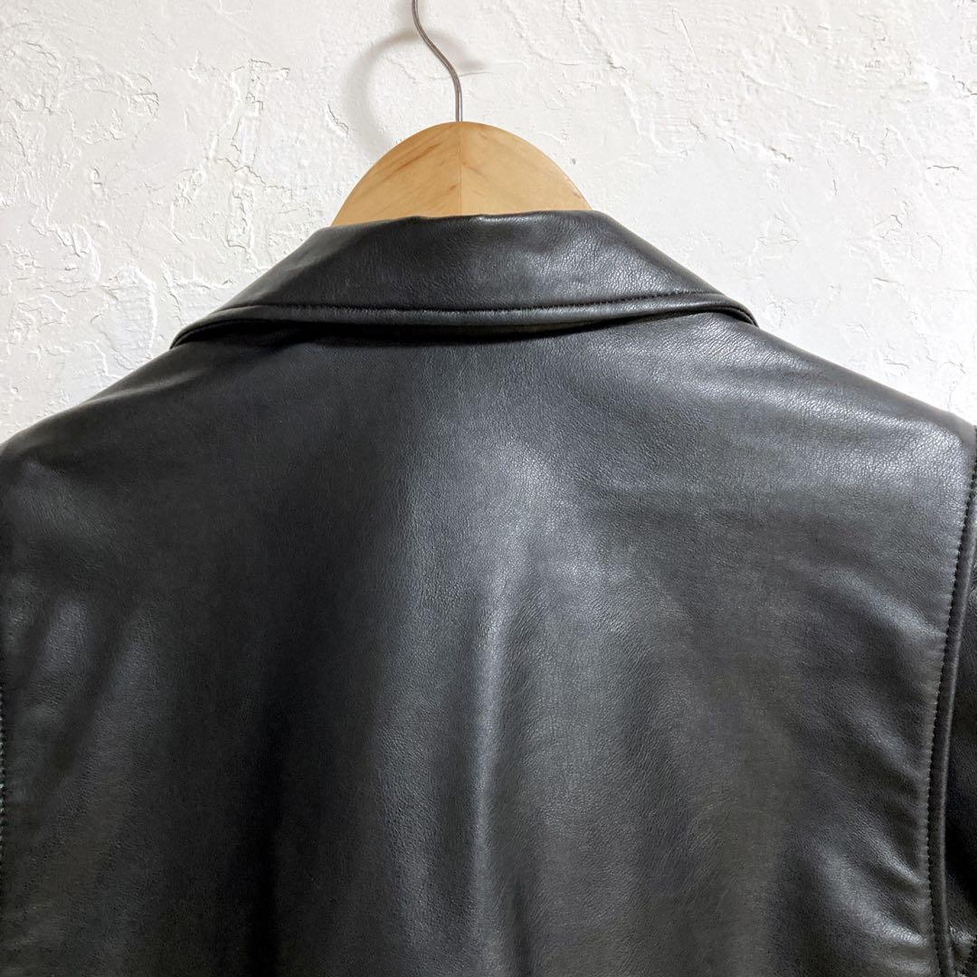 【美品】ZARA ダブルライダースジャケット フェイクレザー　ブラック　XL
