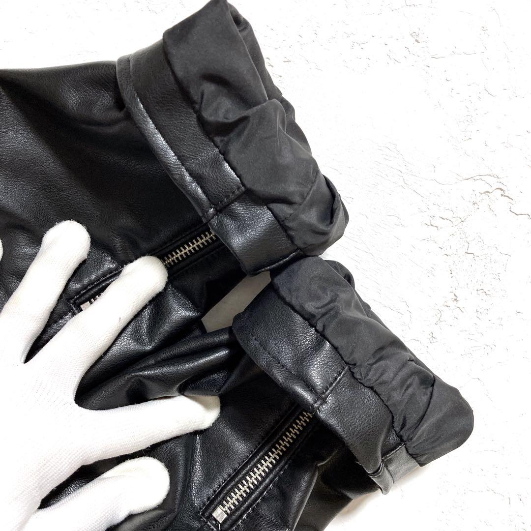 【美品】ZARA ダブルライダースジャケット フェイクレザー　ブラック　XL